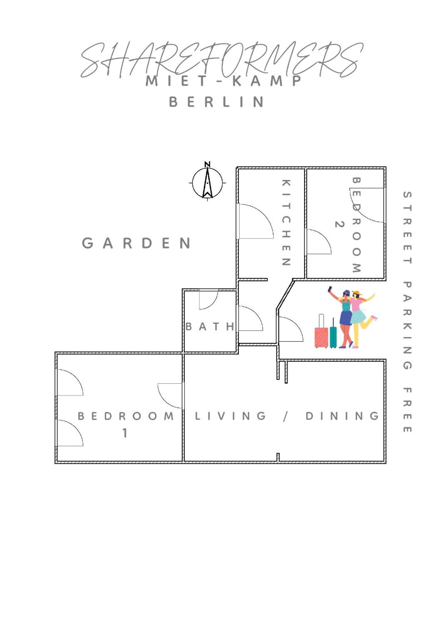 Miet-Kamp Ruhig, Zentral, Nahe Messe, Ausgefallenes Design 2 Schlafzimmer Berlin Exterior foto